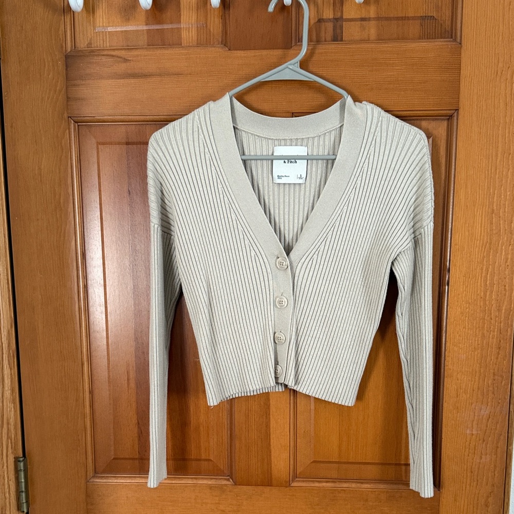 Abercrombie & Fitch Beige Ribbed Cardigan